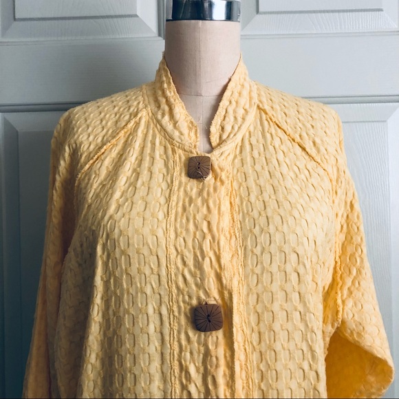 Produce Company 💯 Cotton Lightweight Jacket Top Size M Pastel Gold Yellow - Picture 2 of 10